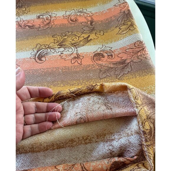 Vintage 70s curtain, yellow orange brown stripes & floral, single panel - Picture 9 of 10